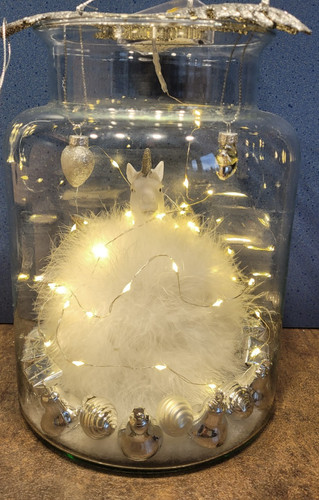 Einhorn mit federn glas led - federn,